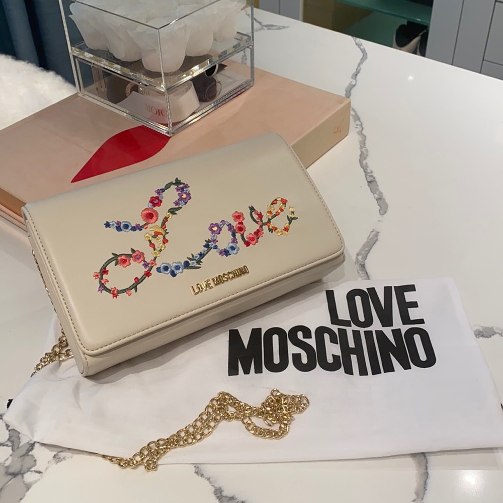 LOVE Moschino nude embroidered bag